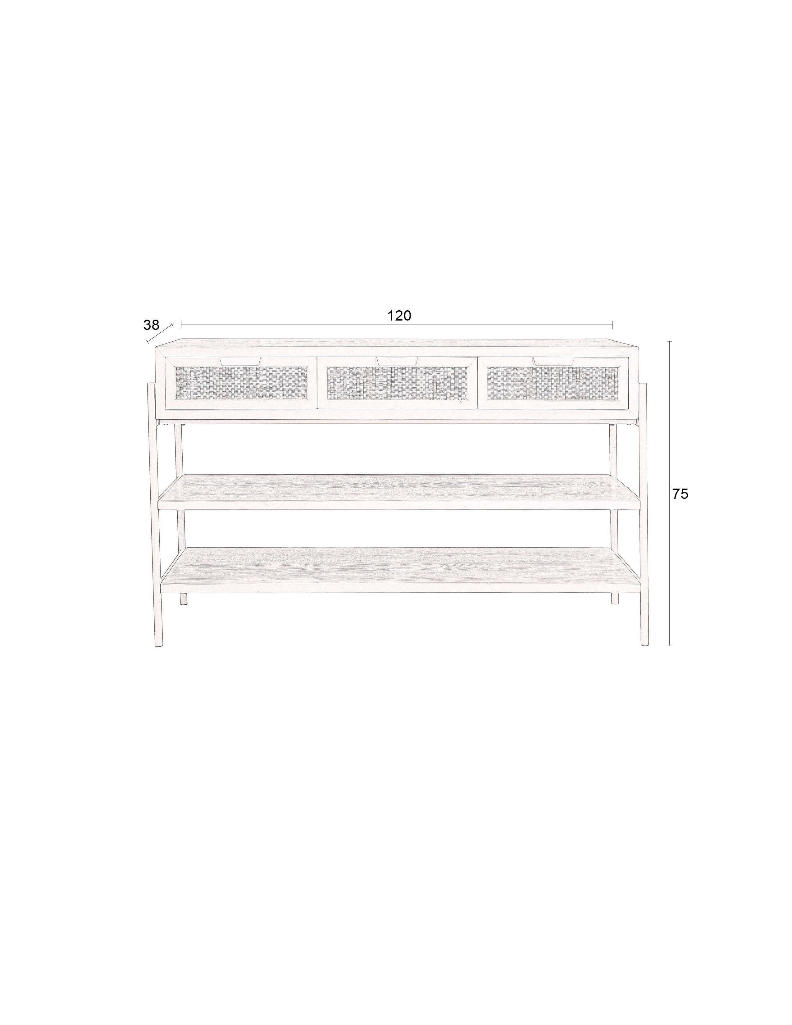 Dutchbone Yasu Black Chinese Fir Wood & Rattan Console Table